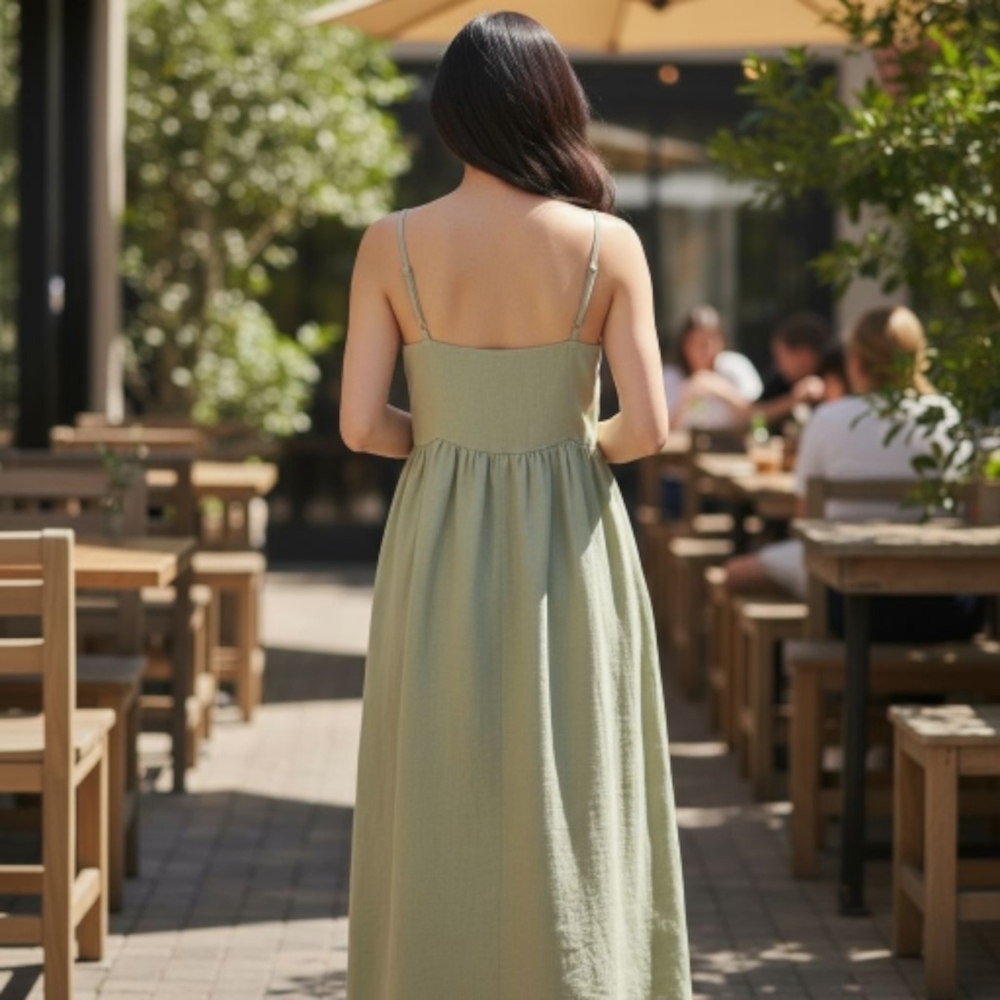 Mango Linen Button Down Midi Dress Size US 6 - Picture 2 of 8